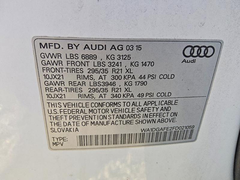 Продаж на аукціоні авто 2015 Audi Q7, vin: WA1DGAFE2FD021059, номер лоту: 49561596