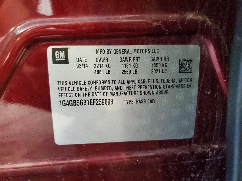 49571146 :رقم المزاد ، 1G4GB5G31EF259098 vin ، 2014 Buick Lacrosse مزاد بيع