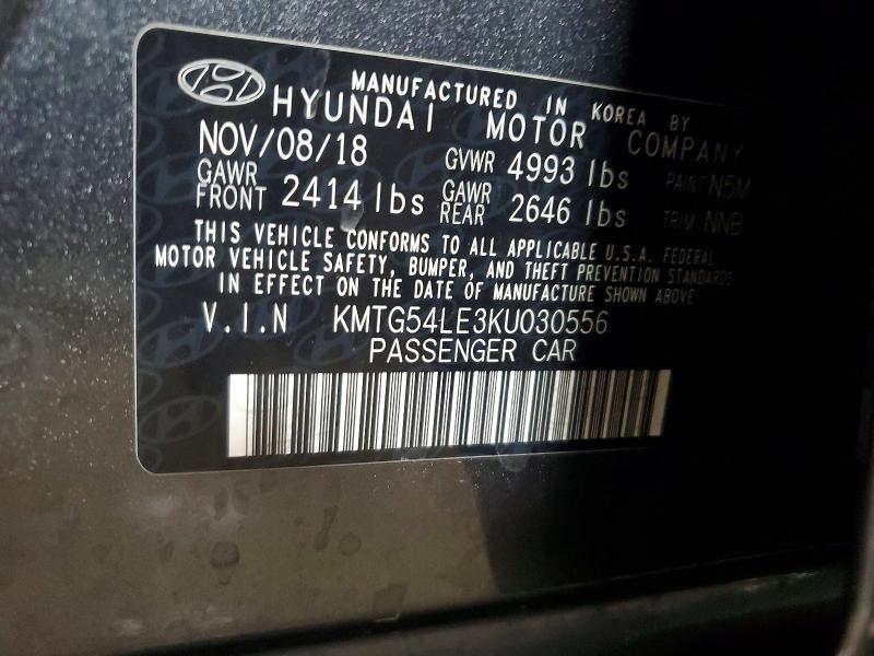51183976 :رقم المزاد ، KMTG54LE3KU030556 vin ، 2019 Genesis G70 مزاد بيع