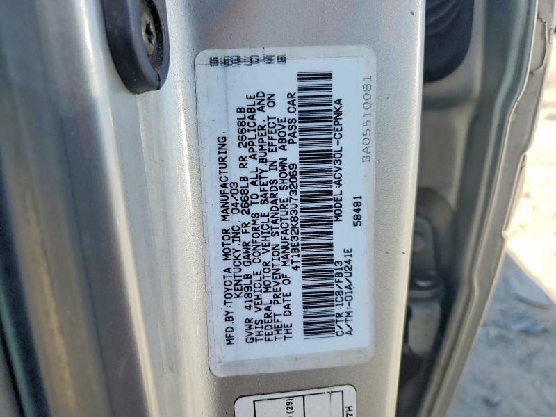 Aukcja sprzedaży 2003 Toyota Camry, vin: 4T1BE32K83U732069, numer aukcji: 48854116