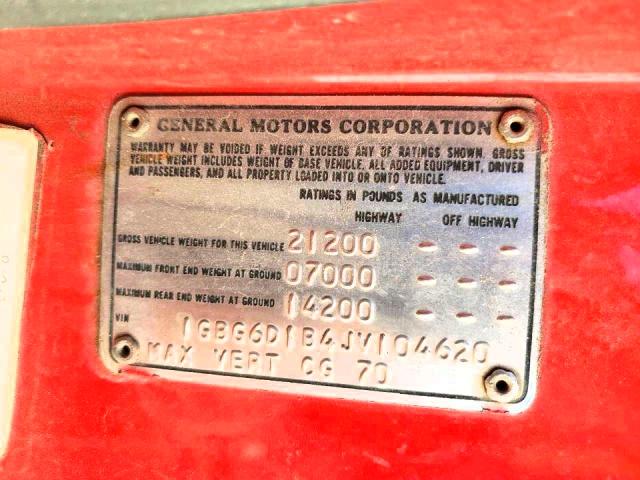 51885346 :رقم المزاد ، 1GBG6D1B4JV104620 vin ، 1988 Chevrolet C6000 مزاد بيع