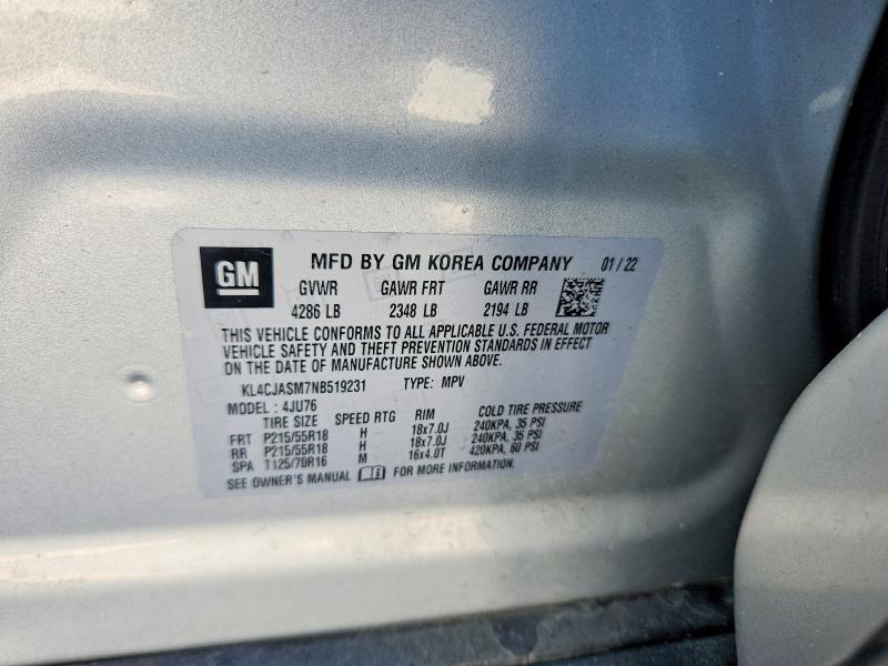 Продаж на аукціоні авто 2022 Buick Encore, vin: KL4CJASM7NB519231, номер лоту: 48968636