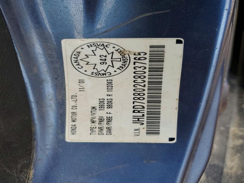 Aukcja sprzedaży 2002 Honda Cr-v, vin: JHLRD78802C803765, numer aukcji: 51130296