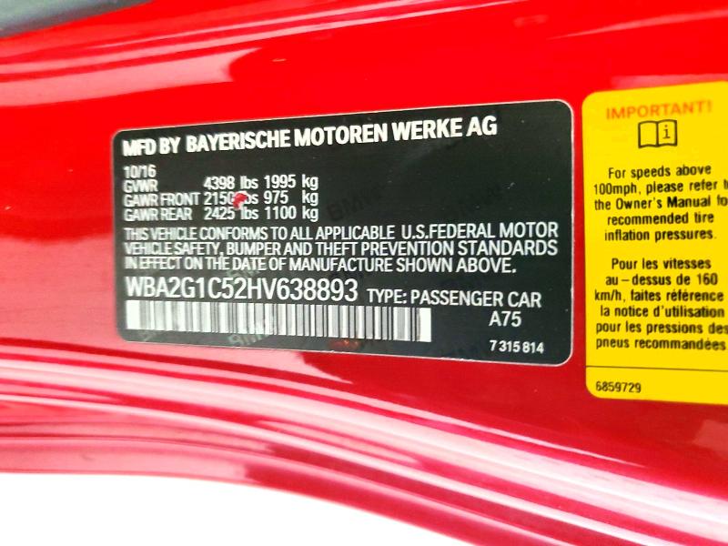Продаж на аукціоні авто 2017 Bmw M240i, vin: WBA2G1C52HV638893, номер лоту: 49584896