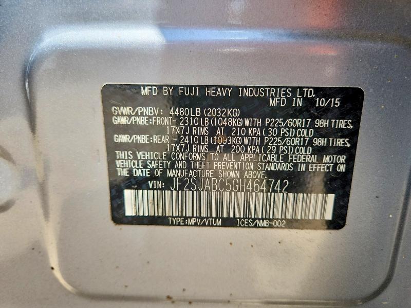 Продажа на аукционе авто 2016 Subaru Forester, vin: JF2SJABC5GH464742, номер лота: 51084066