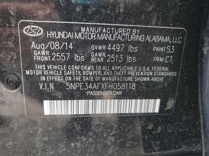 49219956 :رقم المزاد ، 5NPE34AFXFH058118 vin ، 2015 Hyundai Sonata مزاد بيع