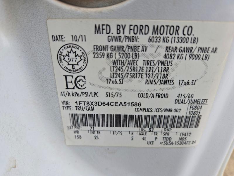 2012 Ford F350 მანქანა იყიდება აუქციონზე, vin: 1FT8X3D64CEA51586, აუქციონის ნომერი: 47815976
