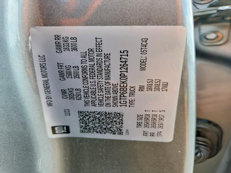 51516926 :رقم المزاد ، 1GTP6BEK0P1264715 vin ، 2023 Gmc Canyon مزاد بيع