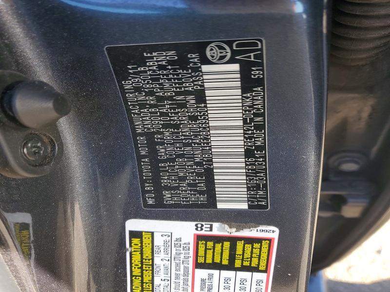 50584936 :رقم المزاد ، 2T1BU4EE2BC695504 vin ، 2011 Toyota Corolla مزاد بيع
