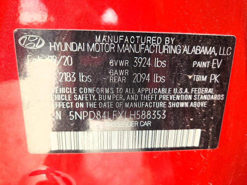 2020 Hyundai Elantra მანქანა იყიდება აუქციონზე, vin: 5NPD84LFXLH588353, აუქციონის ნომერი: 48675696