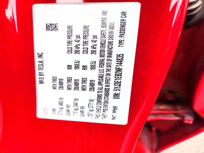 Aukcja sprzedaży 2022 Tesla Model 3, vin: 5YJ3E1EB2NF144835, numer aukcji: 48646636