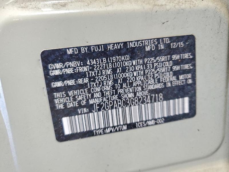 Aukcja sprzedaży 2016 Subaru Crosstrek, vin: JF2GPABC3G8234718, numer aukcji: 51505356