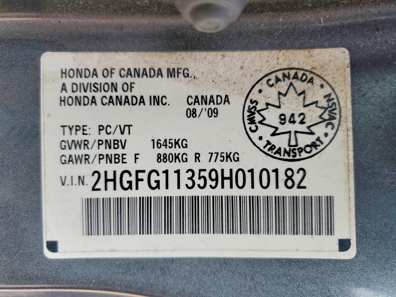 48451526 :رقم المزاد ، 2HGFG11359H010182 vin ، 2009 Honda Civic مزاد بيع