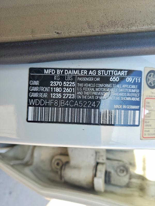 Продаж на аукціоні авто 2012 Mercedes-benz E, vin: WDDHF8JB4CA522473, номер лоту: 49051686