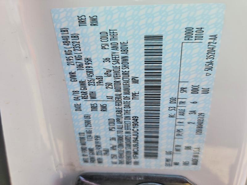 Aukcja sprzedaży 2018 Ford Escape, vin: 1FMCU9J94JUC19049, numer aukcji: 51636746
