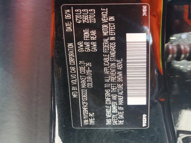 51302556 :رقم المزاد ، YV126MFK2F1336222 vin ، 2015 Volvo S60 مزاد بيع