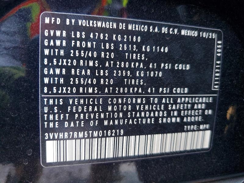 49916436 :رقم المزاد ، 3VVHR7RM5TM016219 vin ، 2026 Volkswagen Tiguan مزاد بيع
