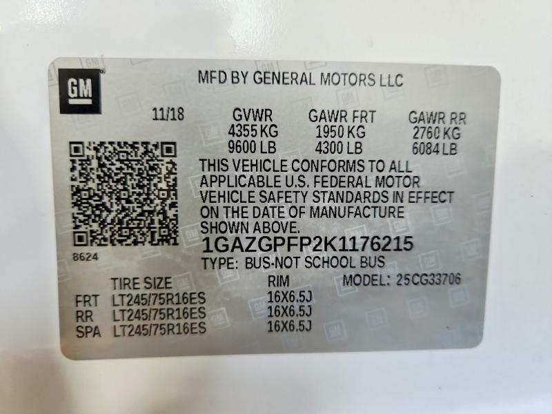 Продаж на аукціоні авто 2019 Chevrolet Express G3500, vin: 1GAZGPFP2K1176215, номер лоту: 51480826