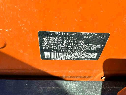 Продажа на аукционе авто 2022 Subaru Wrx, vin: JF1VBAA63N9008658, номер лота: 50292926