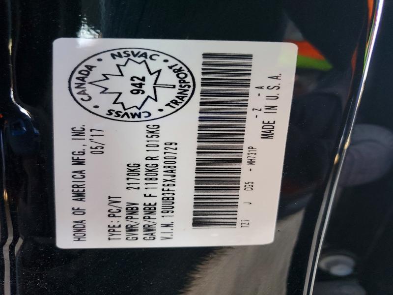 49376206 :رقم المزاد ، 19UUB3F6XJA800729 vin ، 2018 Acura Tlx V6 4dr Awd مزاد بيع