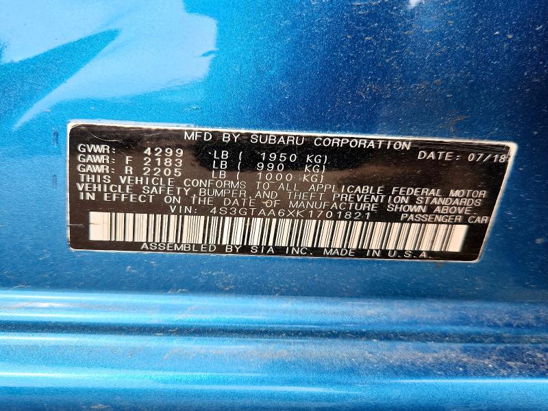 Продажа на аукционе авто 2019 Subaru Impreza, vin: 4S3GTAA6XK1701821, номер лота: 45998096