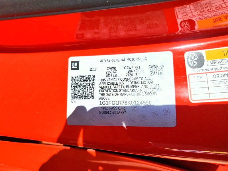 Продаж на аукціоні авто 2019 Chevrolet Camaro, vin: 1G1FG1R78K0124590, номер лоту: 50317866