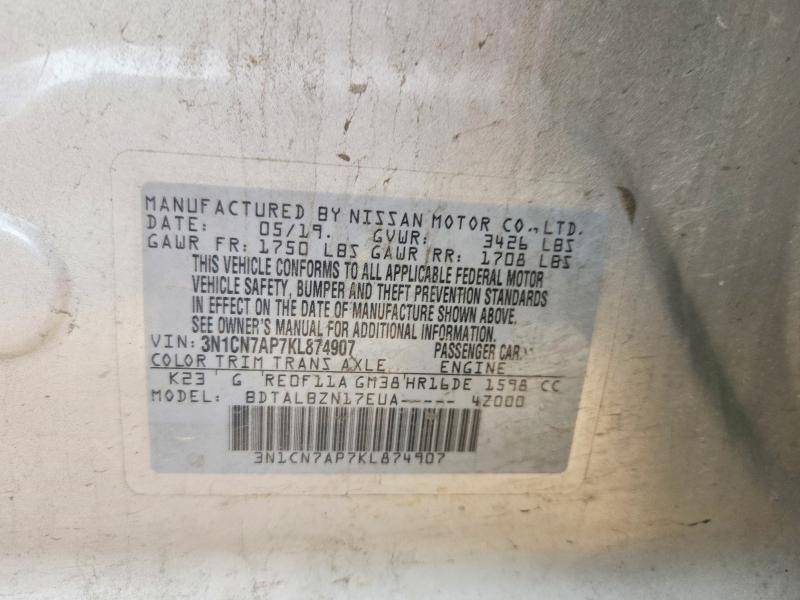 Aukcja sprzedaży 2019 Nissan Versa, vin: 3N1CN7AP7KL874907, numer aukcji: 51021116