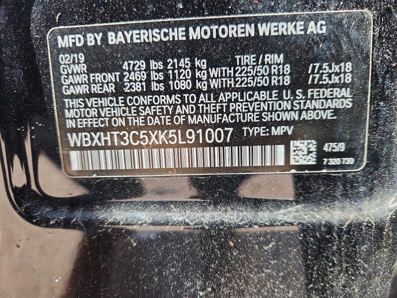49971396 :رقم المزاد ، WBXHT3C5XK5L91007 vin ، 2019 Bmw X1 مزاد بيع