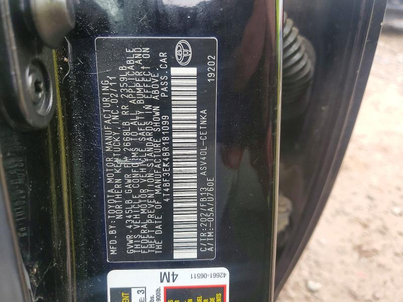 Aukcja sprzedaży 2011 Toyota Camry, vin: 4T4BF3EK4BR181099, numer aukcji: 49802826