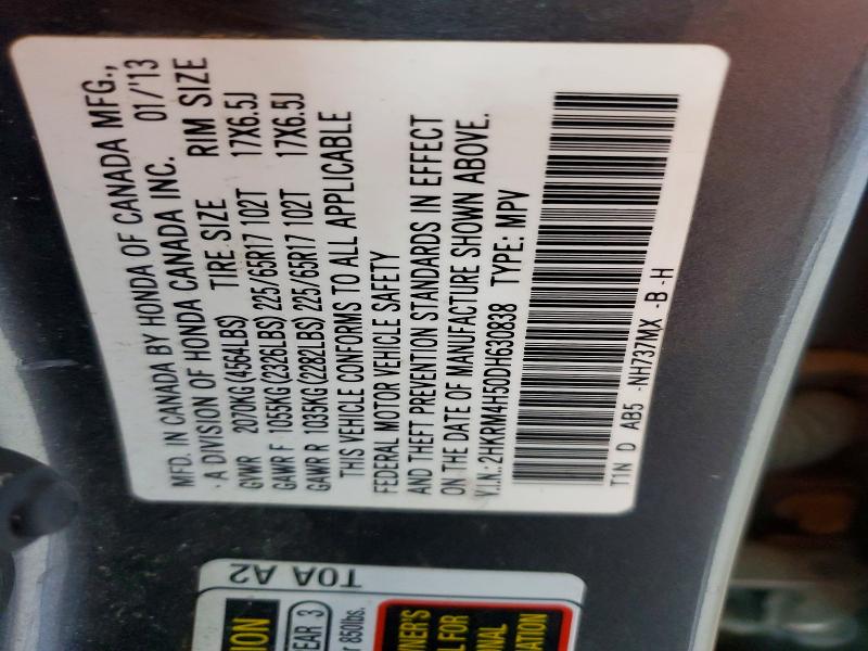 51585016 :رقم المزاد ، 2HKRM4H50DH630838 vin ، 2013 Honda Cr-v مزاد بيع