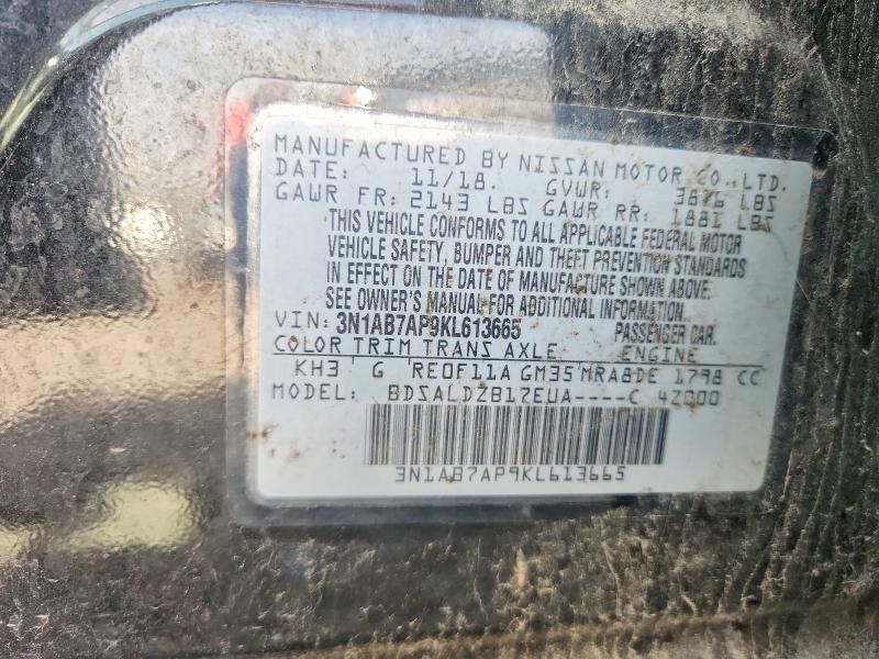 2019 Nissan Sentra მანქანა იყიდება აუქციონზე, vin: 3N1AB7AP9KL613665, აუქციონის ნომერი: 51140836