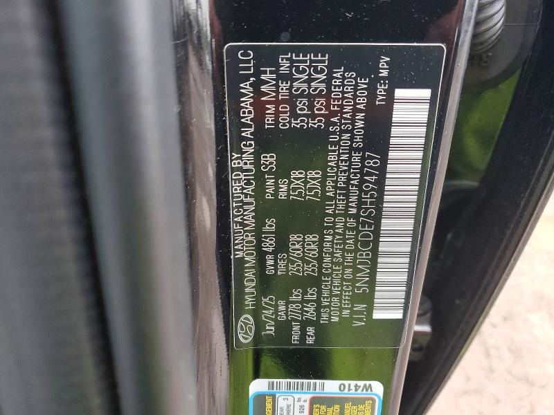 51580346 :رقم المزاد ، 5NMJBCDE7SH594787 vin ، 2025 Hyundai Tucson مزاد بيع