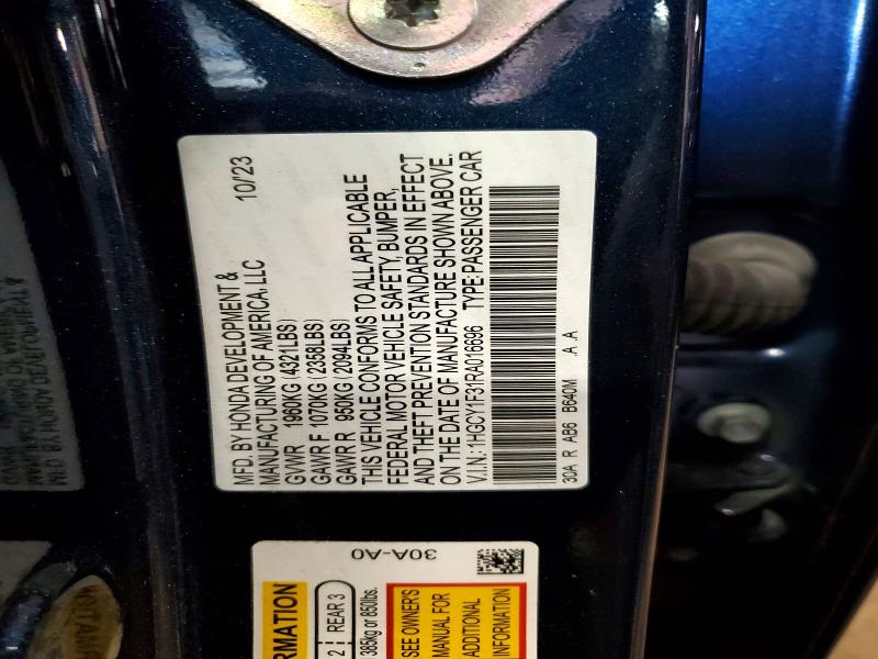 Aukcja sprzedaży 2024 Honda Accord, vin: 1HGCY1F31RA016696, numer aukcji: 50045176