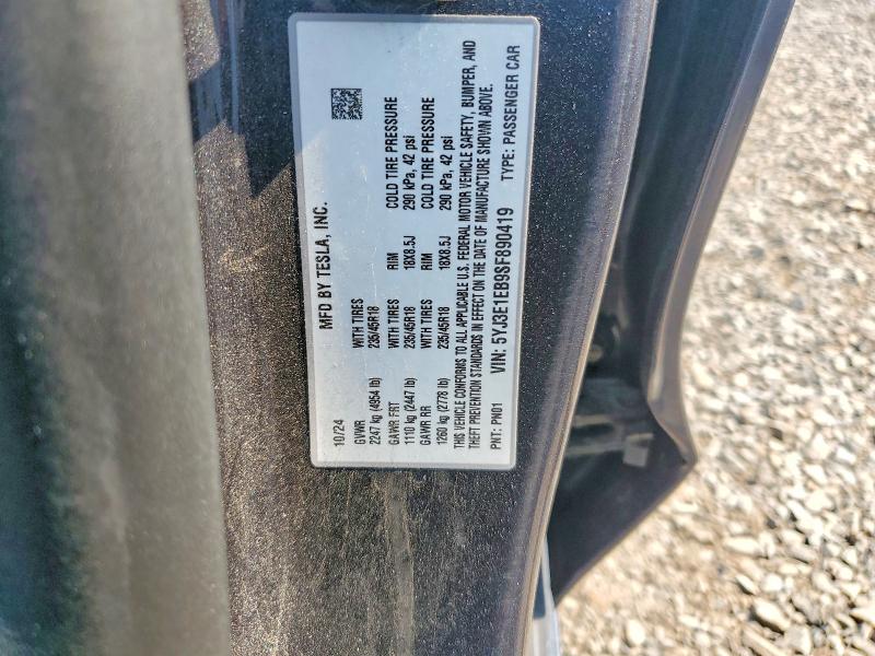 Продаж на аукціоні авто 2025 Tesla Model 3, vin: 5YJ3E1EB9SF890419, номер лоту: 49541466
