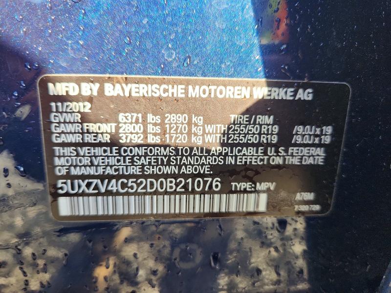 Aukcja sprzedaży 2013 Bmw X5, vin: 5UXZV4C52D0B21076, numer aukcji: 49874276