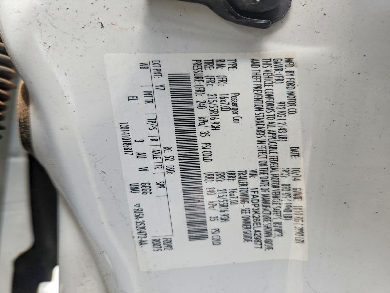 2014 Ford Focus მანქანა იყიდება აუქციონზე, vin: 1FADP3K26EL429877, აუქციონის ნომერი: 51721316
