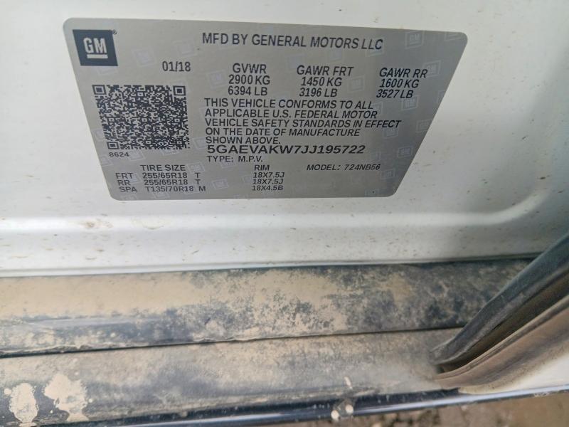 49787356 :رقم المزاد ، 5GAEVAKW7JJ195722 vin ، 2018 Buick Enclave مزاد بيع