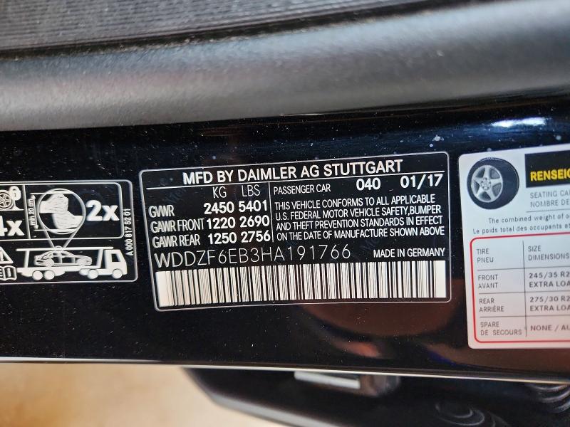 47698916 :رقم المزاد ، WDDZF6EB3HA191766 vin ، 2017 Mercedes-benz E مزاد بيع