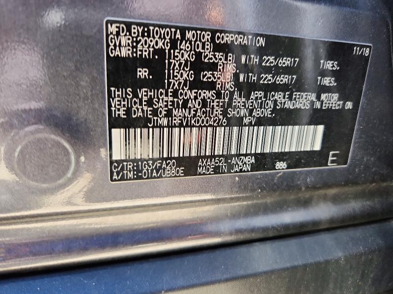 Продаж на аукціоні авто 2019 Toyota Rav4, vin: JTMW1RFV1KD004276, номер лоту: 50671476