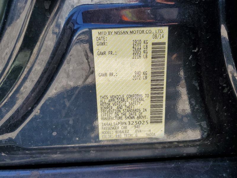 2015 Nissan Altima მანქანა იყიდება აუქციონზე, vin: 1N4AL3AP3FN325025, აუქციონის ნომერი: 48985336