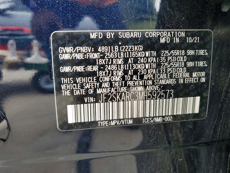Продаж на аукціоні авто 2021 Subaru Forester, vin: JF2SKARC3MH592573, номер лоту: 49142286
