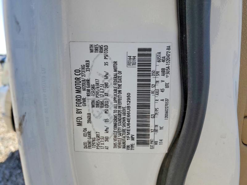 2007 Ford Explorer მანქანა იყიდება აუქციონზე, vin: 1FMEU64E66UB12950, აუქციონის ნომერი: 49448346