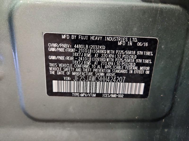 48613166 :رقم المزاد ، JF2SJAWC9HH424207 vin ، 2017 Subaru Forester مزاد بيع