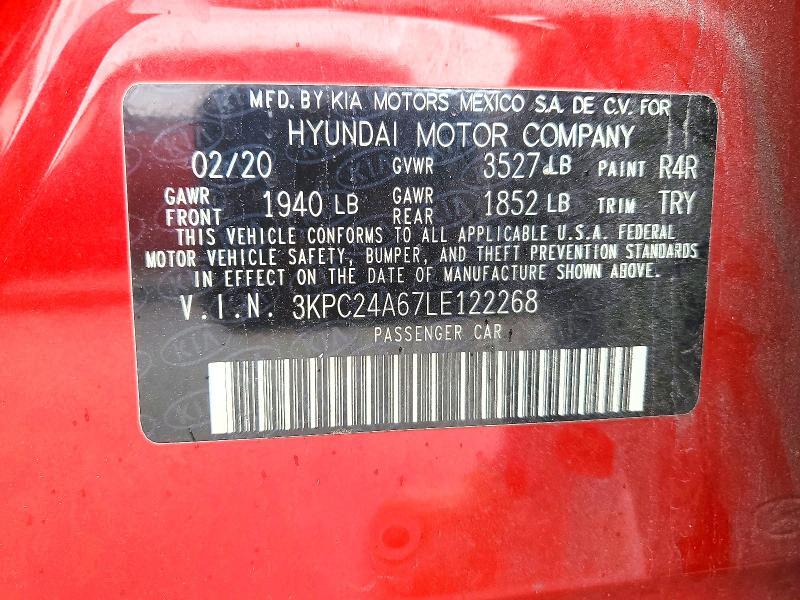 Продажа на аукционе авто 2020 Hyundai Accent, vin: 3KPC24A67LE122268, номер лота: 51065256