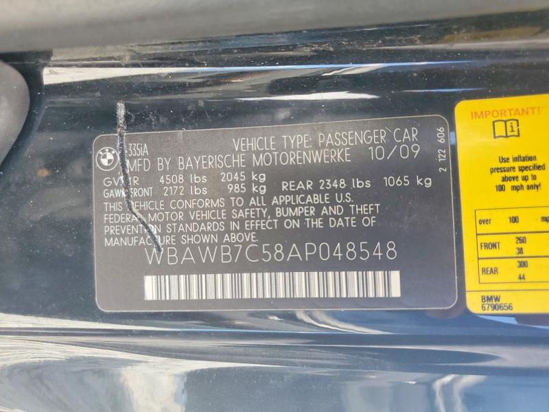 49974236 :رقم المزاد ، WBAWB7C58AP048548 vin ، 2010 Bmw 335i مزاد بيع
