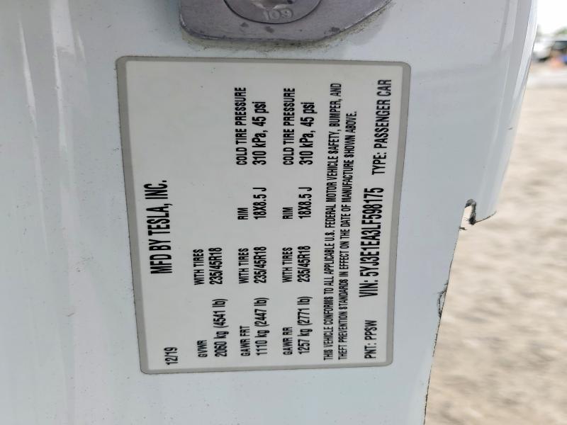 Auction sale of the 2020 Tesla Model 3, vin: 5YJ3E1EA3LF598175, lot number: 49150786