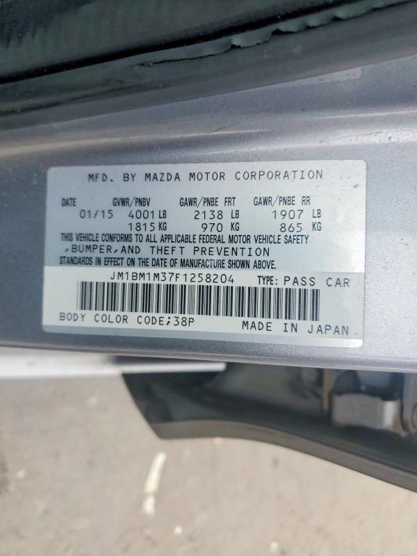 48156886 :رقم المزاد ، JM1BM1M37F1258204 vin ، 2015 Mazda 3 مزاد بيع