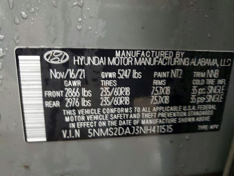 Продажа на аукционе авто 2022 Hyundai Santa Fe, vin: 5NMS2DAJ3NH411515, номер лота: 48856006