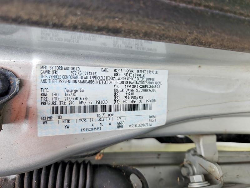 50677746 :رقم المزاد ، 1FADP3K26FL244892 vin ، 2015 Ford Focus مزاد بيع