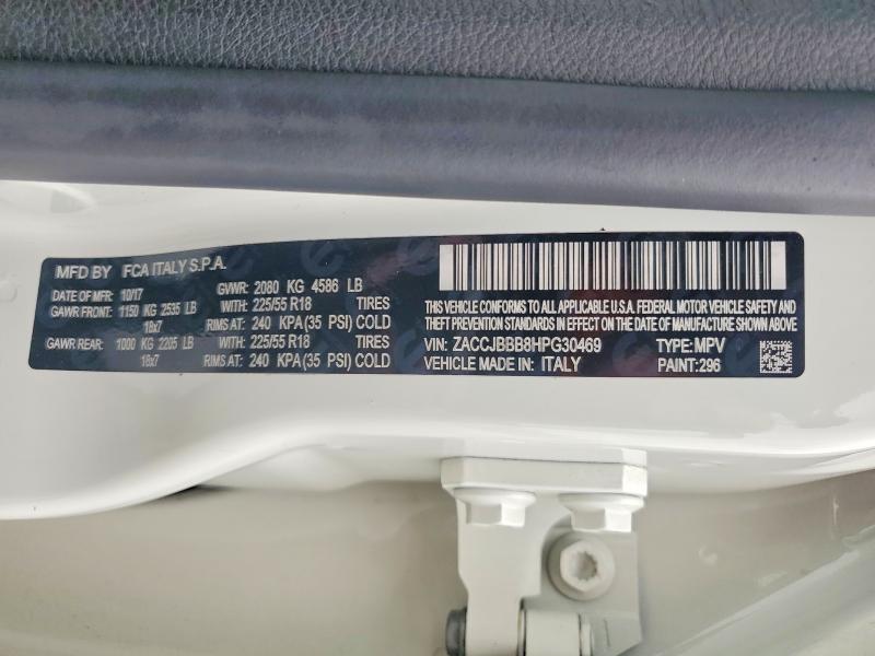 50874806 :رقم المزاد ، ZACCJBBB8HPG30469 vin ، 2017 Jeep Renegade مزاد بيع